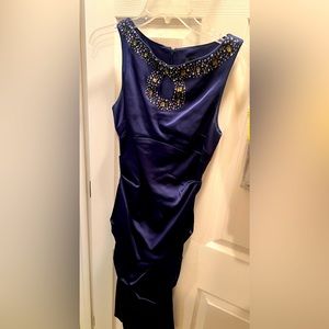 Satin Navy Blue MIDI dress